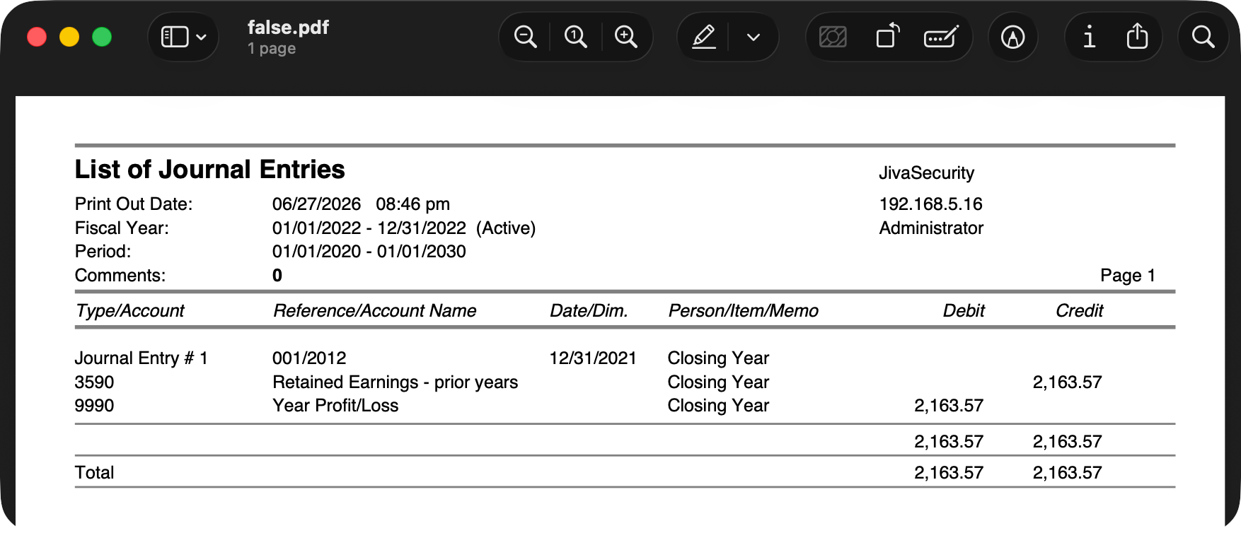 PDF report showing empty results from the OR 1=2 injection