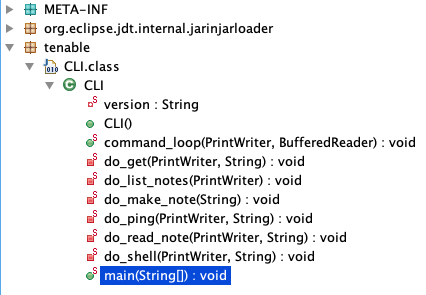 JD-GUI method list for CLI class
