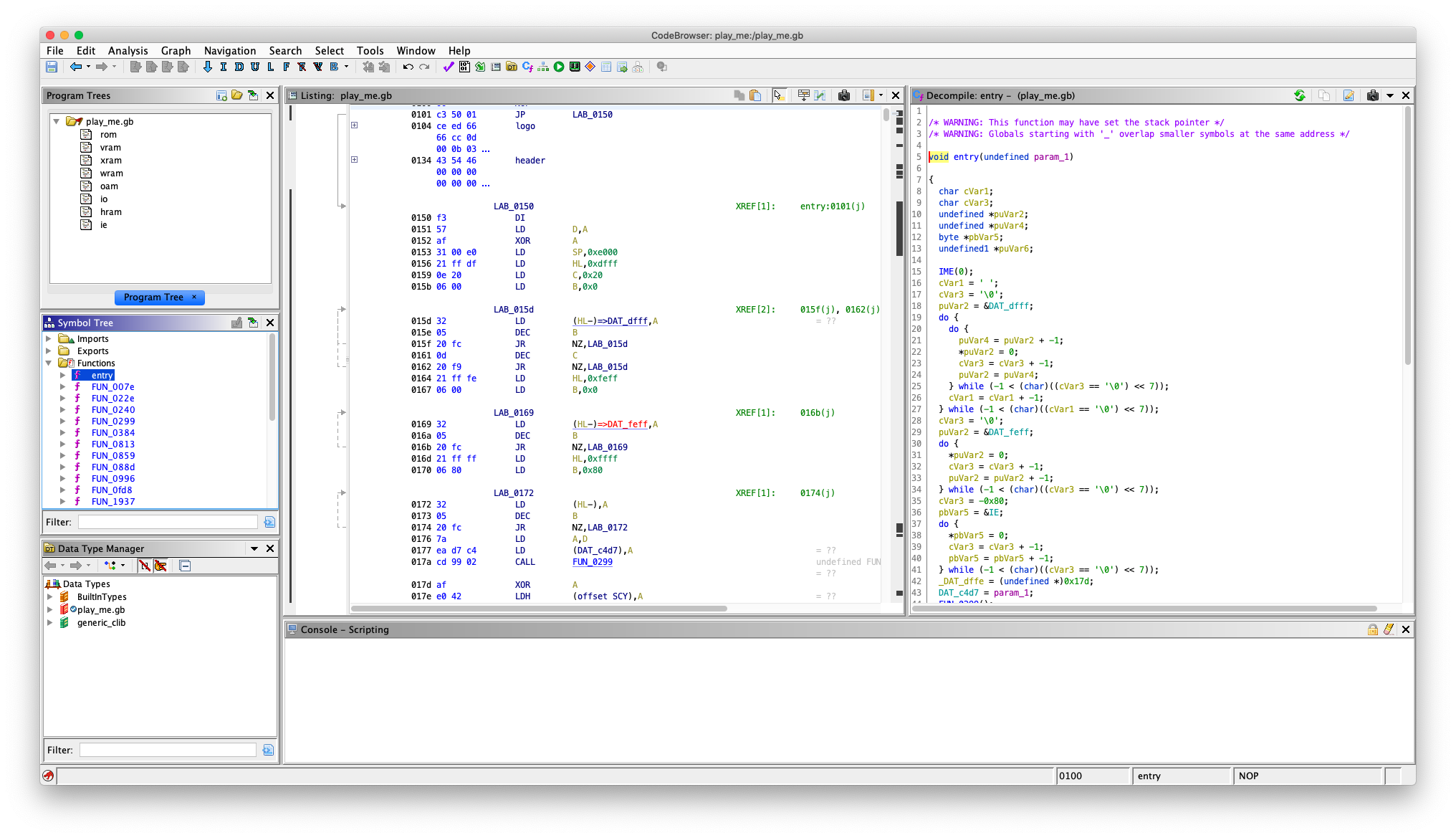 Successful disassembly with GhidraBoy