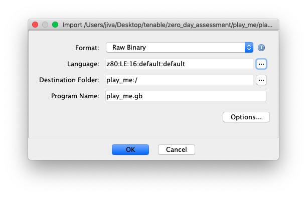 Vanilla Ghidra — failed disassembly of Game Boy ROM