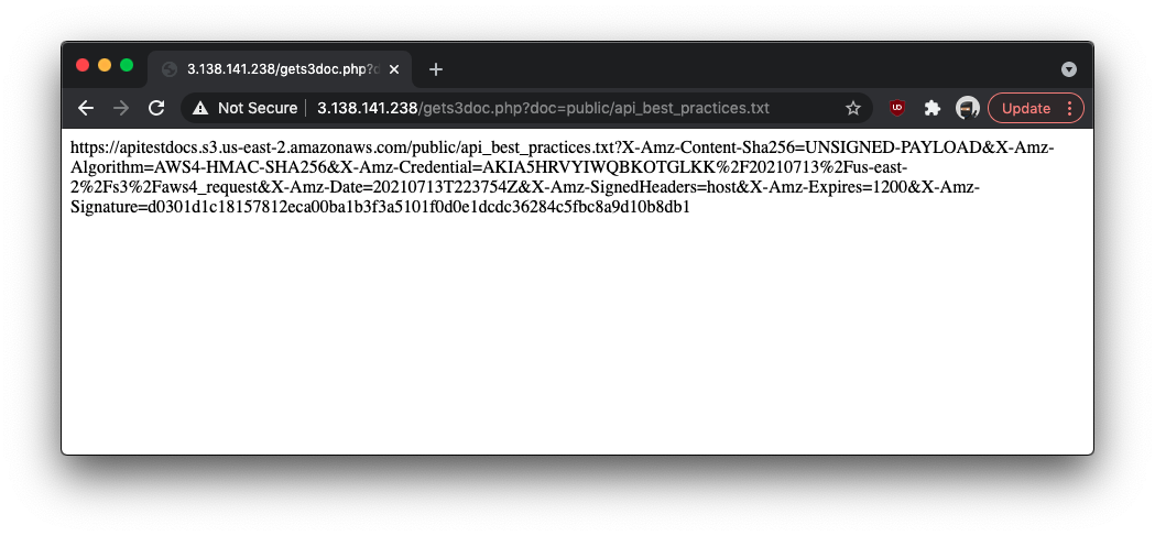 gets3doc.php generating a presigned S3 URL