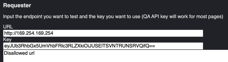 Direct request to 169.254.169.254 — Disallowed url